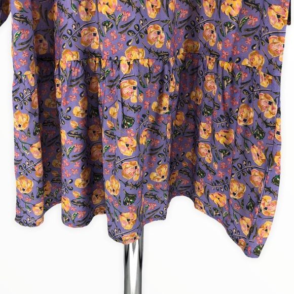 Nrvna Mode Jeanne Purple Floral Mini Shirt Dress Long Sleeve size Small NWT - Picture 7 of 12